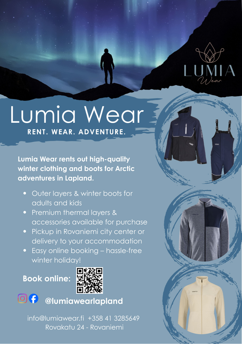 Lumia Wear winter clothing rental flyer